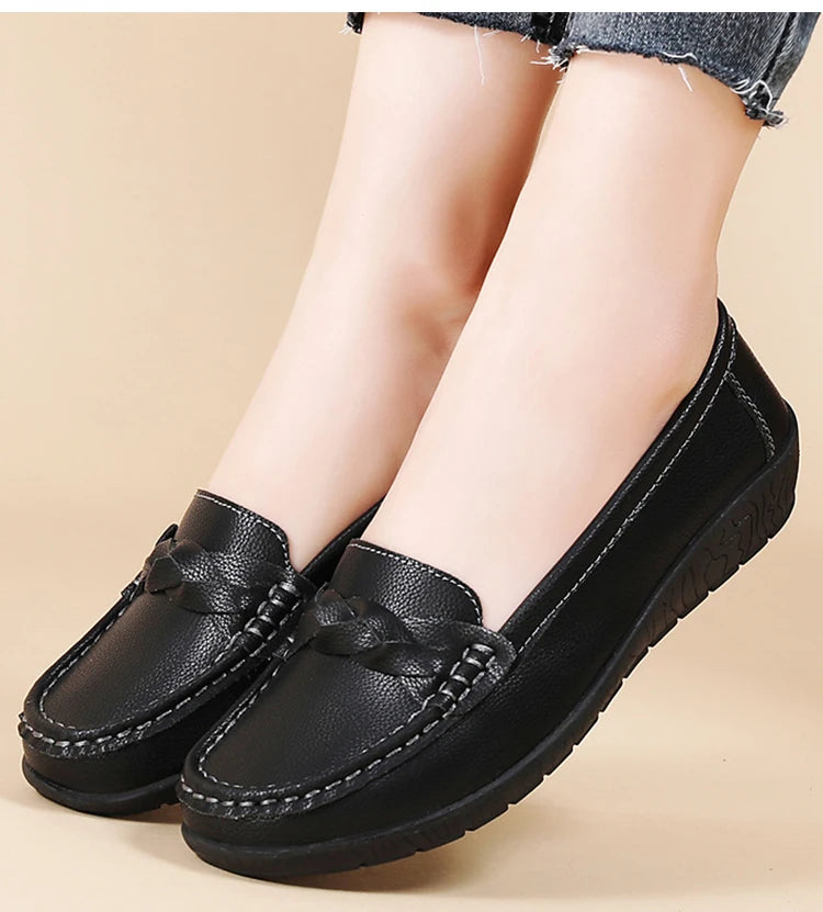 Women Shoes Soft Leather Women's Loafer 2025 New Flats Slip On Casual Shoes Flat Shoes Women White Footwear Zapatos De Mujer.