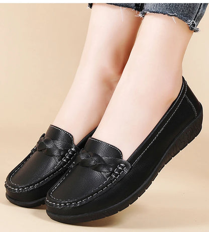 Women Shoes Soft Leather Women's Loafer 2025 New Flats Slip On Casual Shoes Flat Shoes Women White Footwear Zapatos De Mujer.