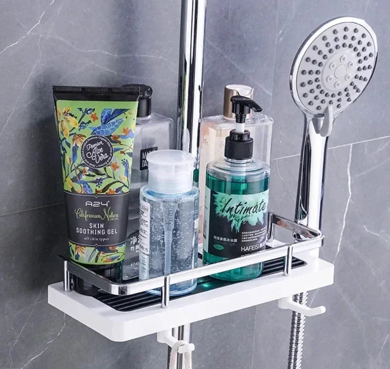 Dusche Lagerung Halter Bad Regal Pole Regale Shampoo Tablett Stehen Kein Bohren Hebe Stange Dusche Kopf Halter Rack Organizer