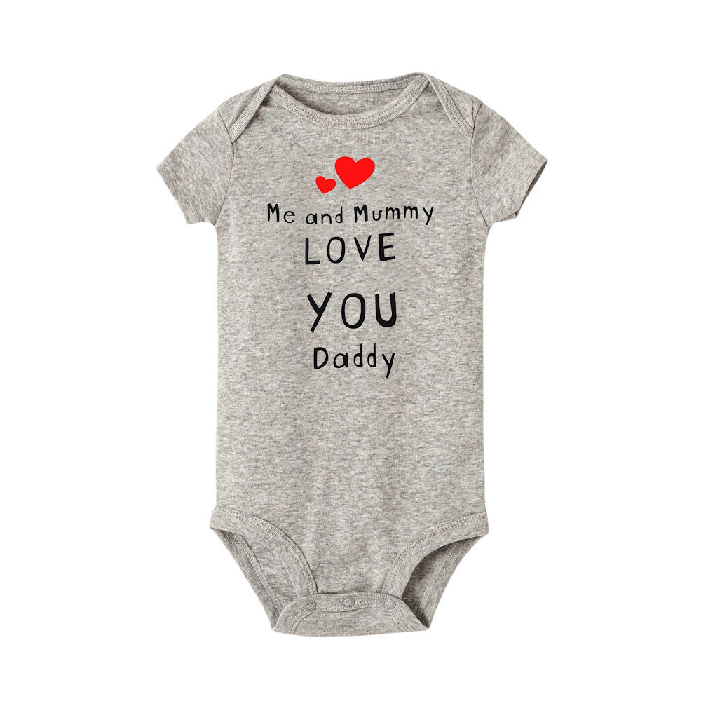 Ich und Mama Love You Daddy Baby Jungen Mädchen Overall Neugeborenes Baby Kleinkind Kleidung Kurzarm Body Valentinstag Geschenke.