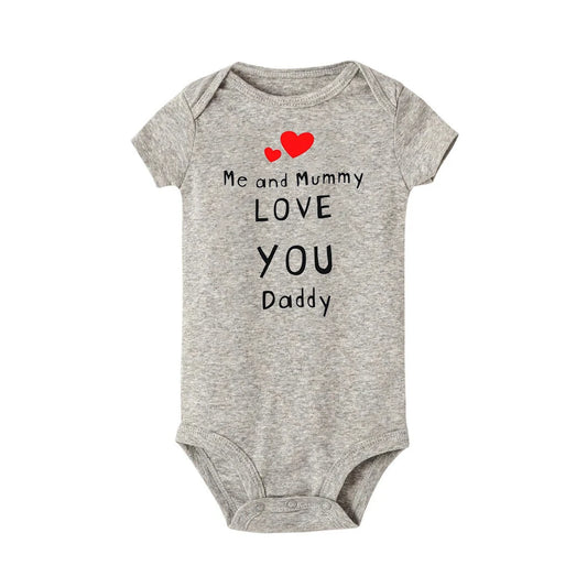 Ich und Mama Love You Daddy Baby Jungen Mädchen Overall Neugeborenes Baby Kleinkind Kleidung Kurzarm Body Valentinstag Geschenke