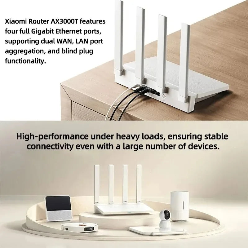 Xiaomi Router AX3000T 2.4G 5G Mesh Technology WiFi 6 Efficient Wall Penetration Children Online Protection WiFi Router Repeater.