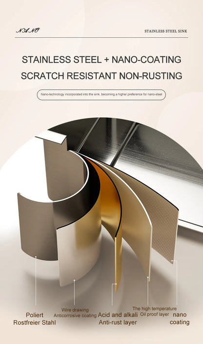 Waterfall Sink Kitchen Stainless Steel Topmount Sink Large Single Slot Wash Basin With Multifunction Touch Waterfall Faucet