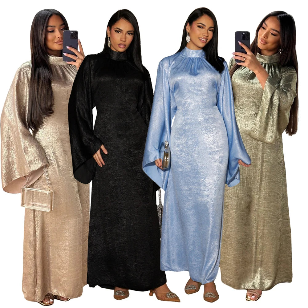 Fashion Satin Abaya Dubai Luxury 2024 Muslim Kaftan Dress Abayas For Women Kebaya Caftan Marocain Robe Femme Musulmane Vestidos.