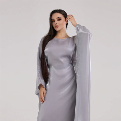 Muslim Kaftan Dress Satin Batwing Abaya For Women Dubai Luxury 2024 Islam Kebaya Robe Caftan Marocain Femme Musulmane Vestidos.