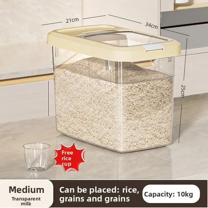 Food Grade Press to Open Seal Moisture Proof Insect Resistant Large Capacity Grain Storage Box Home Use Rice Tub for Grains.