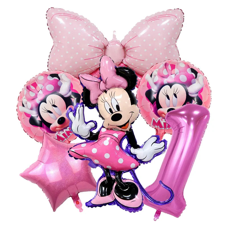 Disney Minnie Mouse Birthday Party Decoration Pink Minnie Paper Cups Plates Napkin Tablecloth Tableware Balloosn Baby Shower Kid.