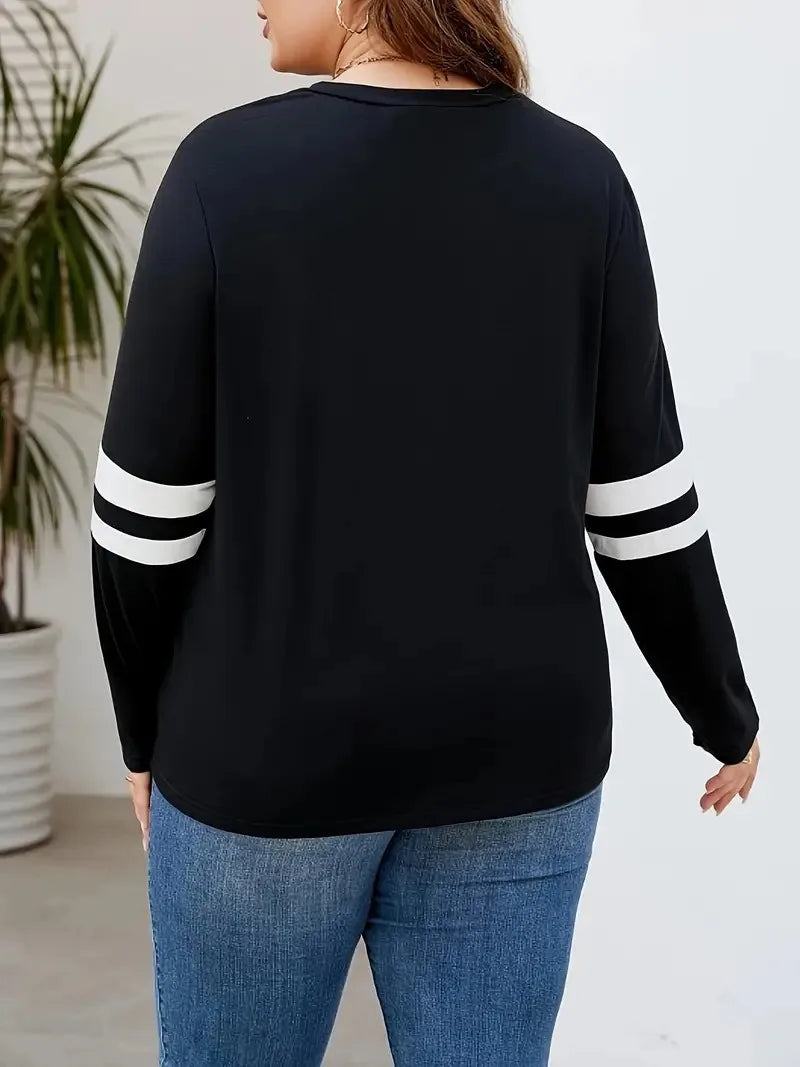Gibsie Plus Size schwarz O-Ring Reiß verschluss vorne Sweatshirts Frauen Frühling Herbst Streifen Langarm weibliche lässige Pullover Tops.