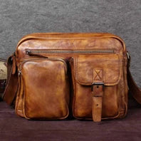 Vintage Military Canvas + Echtes Leder Herren Umhängetasche Sling Umhängetasche Tote Handtasche Herren Canvas Messenger Bag Freizeit.