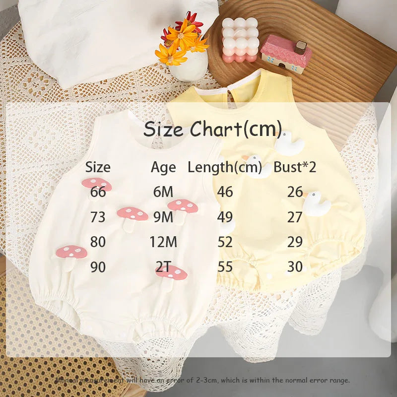 2024 Baby Sommer Kleidung 0-2 Y Infant Mädchen Niedlichen Cartoon Ärmellose Body Neugeborenen Overall Kleinkind Outwear.