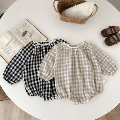 Frühling Herbst Ins Neugeborenen Plaid Langarm Body Lose Junge Baby Onesie Casual Kind Mädchen Baumwolle Strampler Kleinkind Kleidung.