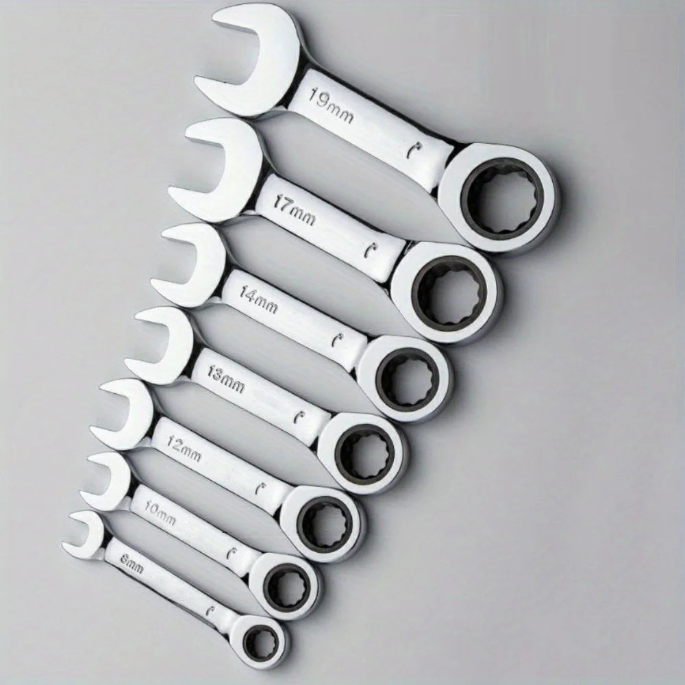 6–19 mm kurzer Griff, schneller Ratschenschlüssel, 72 Zähne, multifunktional, tragbar, kurz, Dual-Use-Pflaumenblüte, kleiner Schraubenschlüssel, Handwerkzeuge