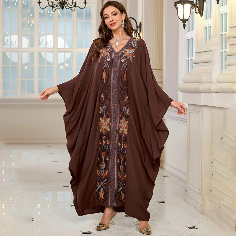 Frauen bestickte lange Kaftane Plus Size Kaftan Kleider Strand Badeanzug Cover Up Moomoo Kleid marokkanische Robe.