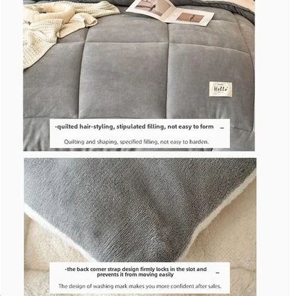 Winter Quilt Blanket Double Sided Velvet Lamb Cashmere Double Bed Quilts King Queen Full Size Bed Duvet Thicken Comforter Core.