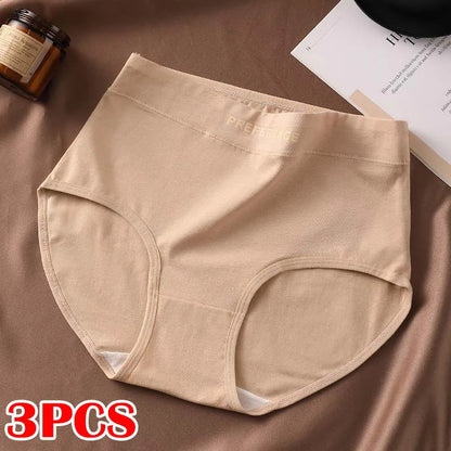 FallSweet 3PCS Seamless Women High Waist Briefs Panties Breathable Cotton Underwear Female Sexy Underpants Large Size Lingerie.