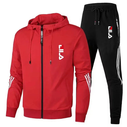 Men's sportswear set for spring and autumn 2025: sporty casual jacket + sport pants, jogging fashion and stylish sport outfit.