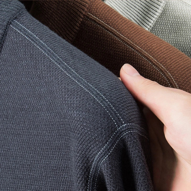 High Quality Velvet Thickening Sweater Bottoming Shirt, Men's Half Zip Pullover, Casual Loose New Warm T-shirt, Knitwear.