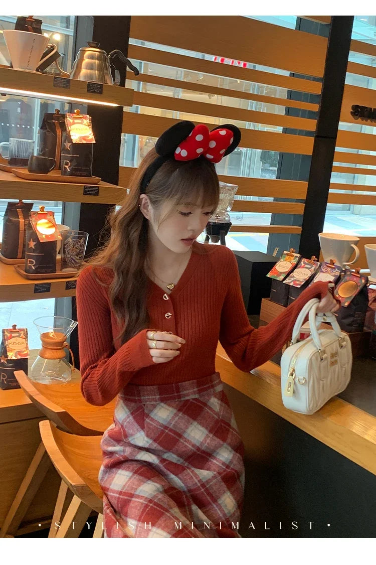 2025 Autumn Winter Women Sweaters Casual Slim Button Knitted Pullover Sweater Femme Basic Solid Jersey Tops Fashion Clothes.