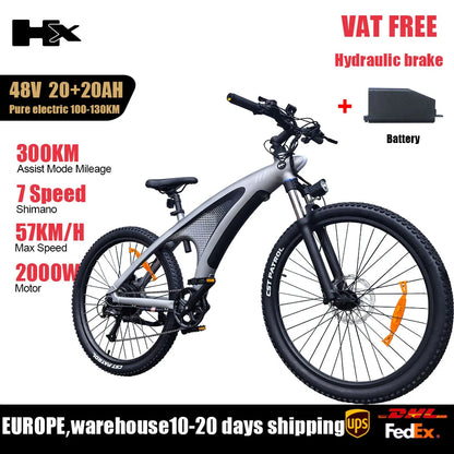 HX Q5 Ebikes 2000W Adults Electric Bike 57KM/H Electric Bicycle 27.5 Inch Removable battery Electric E Bikes Mountain Ebike