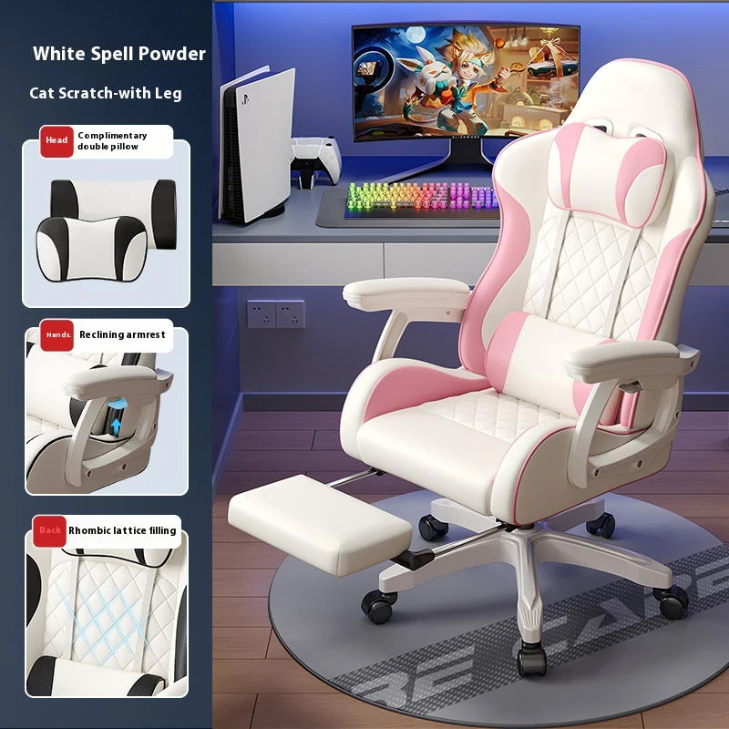 Gaming-Stuhl im Racing-Stil, drehbarer Bürostuhl, 8 cm dickes Latexkissen, verstellbarer Computersitz aus 135 Grad PU-Leder