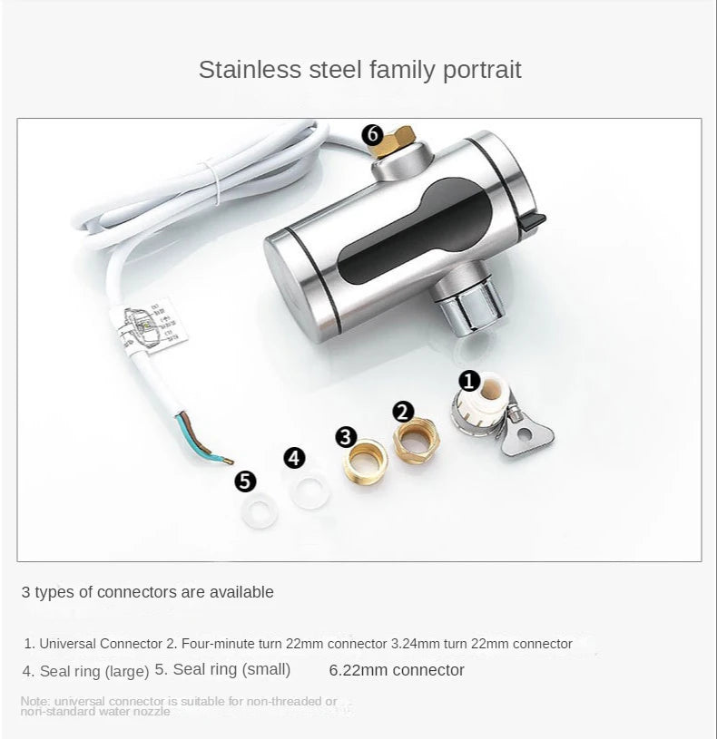 2025 New Kitchen stainless steel electric hot water faucet instant hot heating faucet water heater hot and cold.