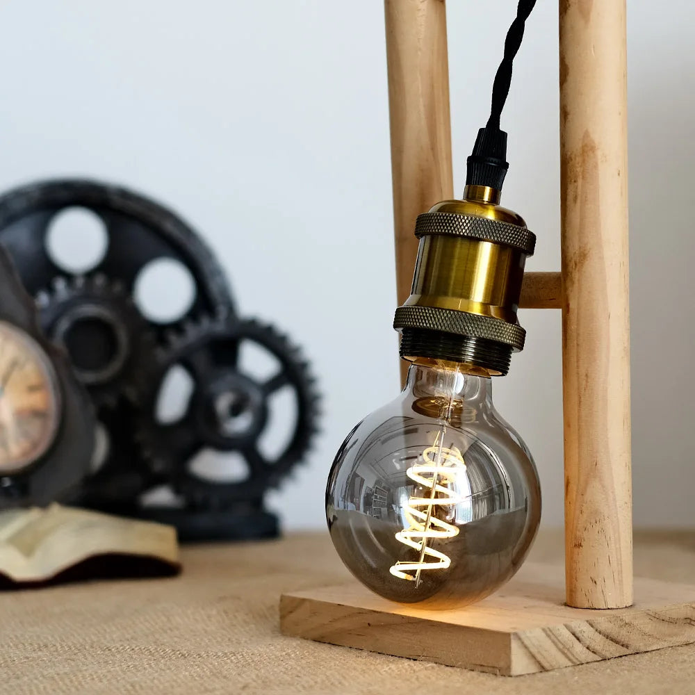 TIANFAN Led Bulbs Vintage Light Bulb ST64 G80 G95 Long Tube Edison Bulb 4W Dimmable 220/240V E27 Smoke Glass 2700K Warm White.