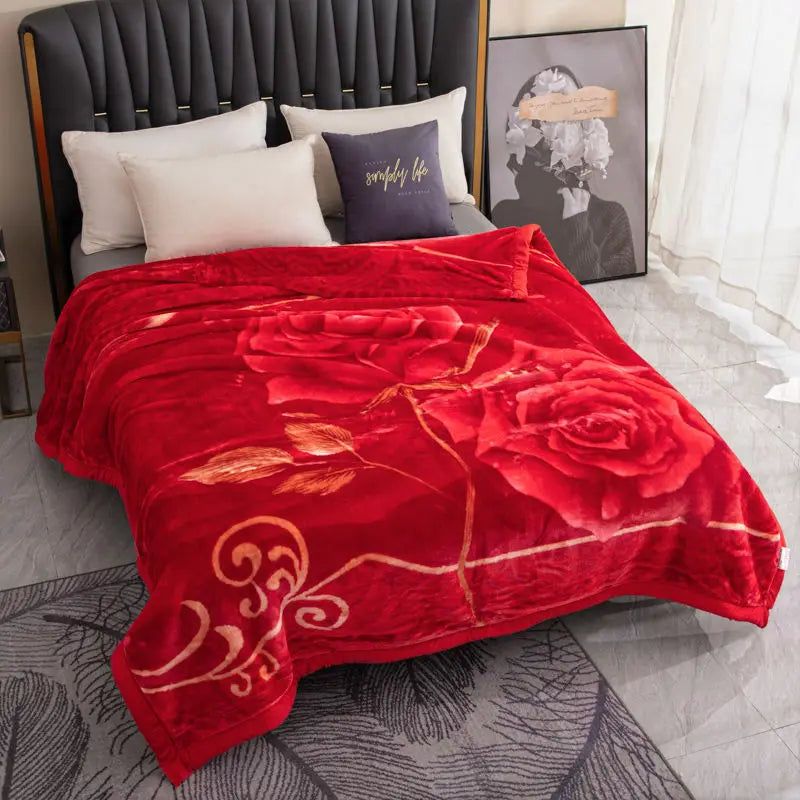 150x200cm Raschel Blanket Thick Double-layer Soft Plush Quilt Double Sided Velvet Winter Dormitory Office Sofa Warm Bed Sheet.