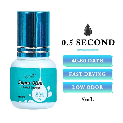 Yelix Eyelash Extension Glue 0.5-1 Sec Fast Dry Individual Lashes Glue Sensitive Eye Eyelash Glue Wholesale Customization.