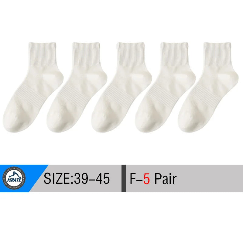 5/10 Pair Men's  Cotton Socks High Quality Breathable Mesh Socks Durable Solid Color Casual Socks Fashion Dress Socks Man.