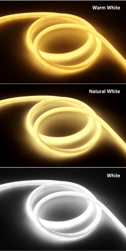360 Round Tube 220V Flexible Rope Light 120leds/m LED Neon Light Strip  Cold White/Natural White/Red/Green/Blue/Pink Waterproof.