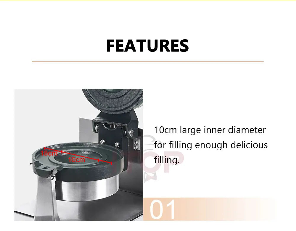 ITOP Gelato Panini Press Machine Commercial Ice Cream Waffle Maker Krapfen Bread Hamburger Filling Machine 10cm 1200W 110V 220V.