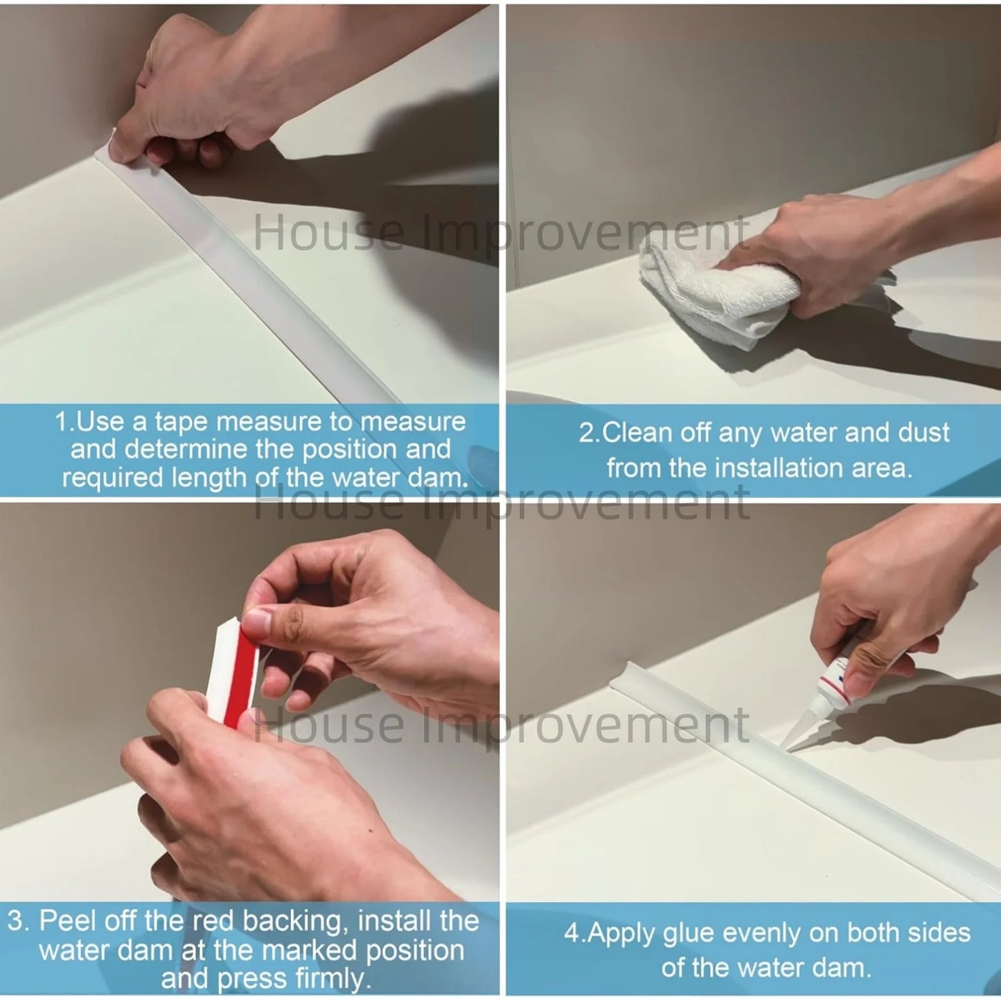 Küchenschwelle, Wasserdamm, selbstklebend, Silikon, wasserdichte Barriere, Badezimmer, Dusche, Wasserstopper, Schutz für trockene und nasse Trennung