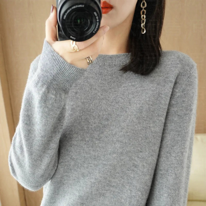 Herbst und Winter Kaschmirpullover Damen Rundhalspullover lässig gestrickt Top Damen kurze Unterwolle Mode 18 Farben
