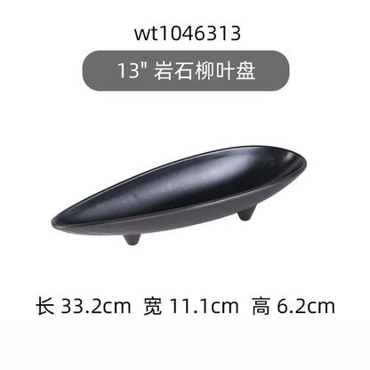 Hotpot Restaurant Melamine Tableware Black Frosted Dinner Plate Japanese Sushi Plates Not Easily Broken Snack Fruit Dishes