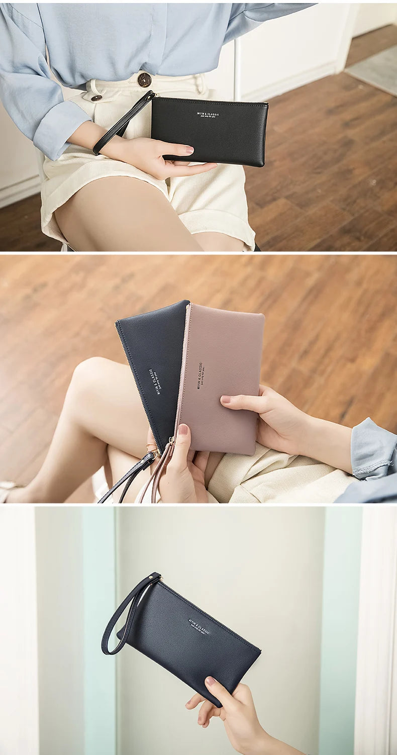 MIYIN Women's Purse long ultra-thin credit card bag minimalist zero purse thin large capacity zipper hold bag handbag purse girl.