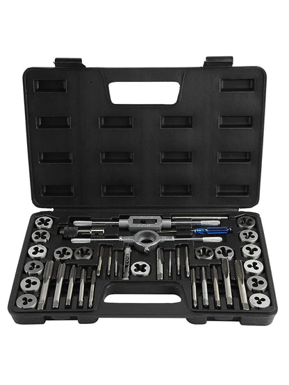 40-teiliges Gewindebohrer-Gewindebohrer-Set mit Gewindebohrer M3-M12, Gewindebohrer und Matrizenset mit Schraubenschlüsseln und Gewindelehre, robuste Handwerkzeuge