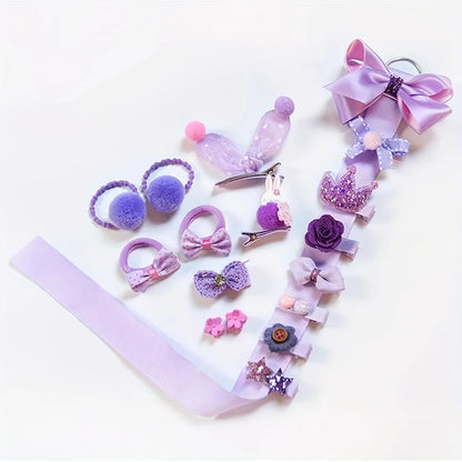 Cute Hair Clip Set,Cute Bow Hair Clips Floral Hair Side Clips Elastic Hair Rings Fashionable Women's Hair Accessories.