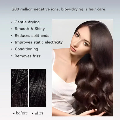 1.8m Professinal Leafless Hair Dryer Electric Hair Dryer High Speed 1600W Negative 200 Million Anion Blow Dryer Silent Hair Drye.