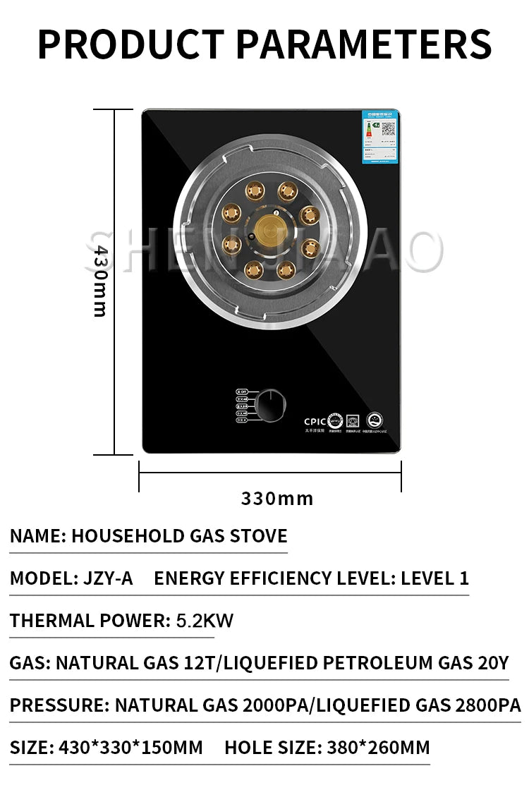 5.2Kw Gas Stove Single Stove Liquefied Petroleum Gas Desktop Embedded Single Natural Gas Gas Stove Household Fierce Fire.