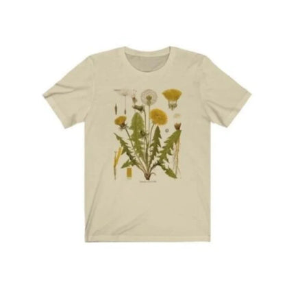 Dandelion Botanical Graphic Tshirt Hiking Shirt Botanical Print Shirt Short Sleeve Cotton Oversized Tee Women Clothing Harajuku.