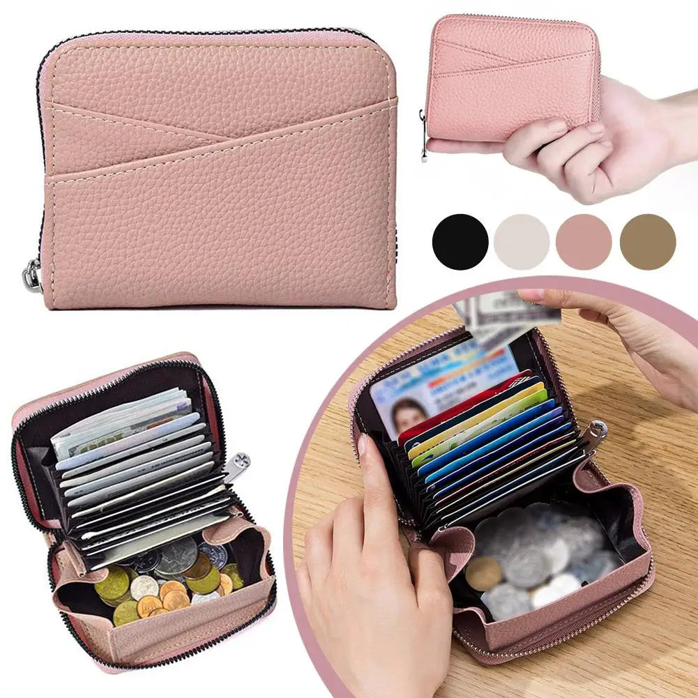 Multi-Pocket Portable PU Leather Wallet Japanese Wallet Coin Bags Multi-Card Slot ID Card Holder Coin Zipper Purse For Women.