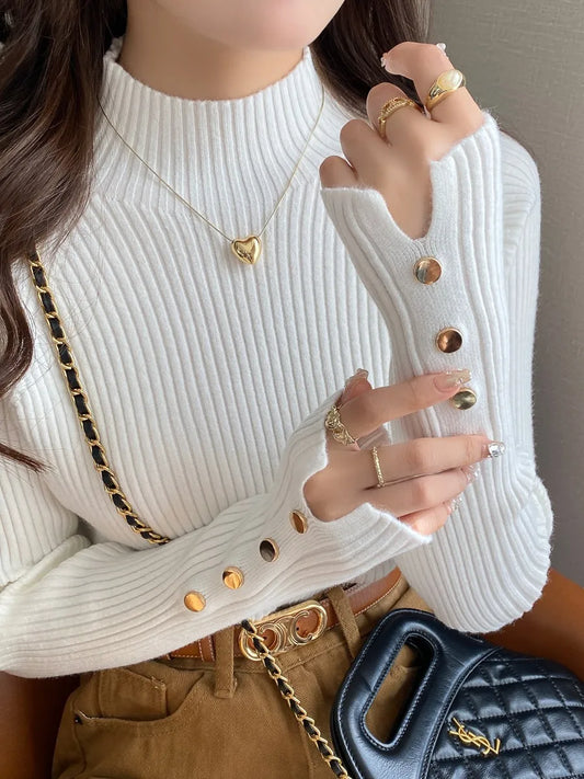 Herbst Winter Pullover Frauen Pullover Langarm Tops Kleidung Schlank Stricken Weiche Jumper Streetwear Taste Rollkragenpullover