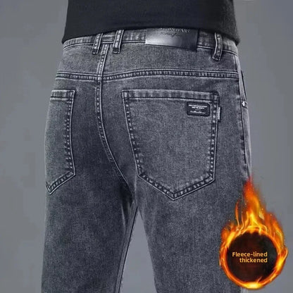 Slim Fit Stretch Business Men's Jeans Summer Trendy Thin Style Male Denim Pants Mid Waist Washed Design Casual Trousers.