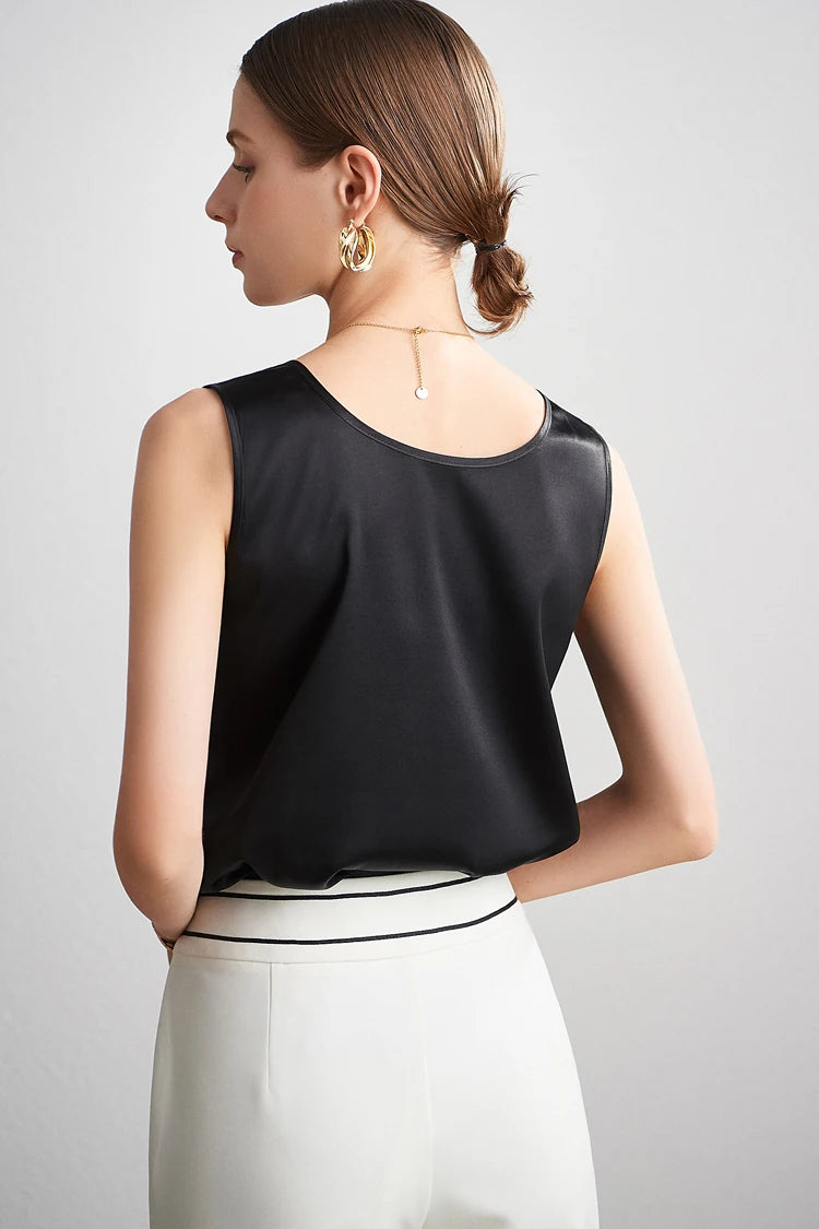 SuyaDream. Damen Basic Cozy Tanks, 100 % echte Seide, O-Ausschnitt, ärmelloses, schickes T-Shirt, 2025, solide Sommerwesten, Weiß, Rosa, Beige