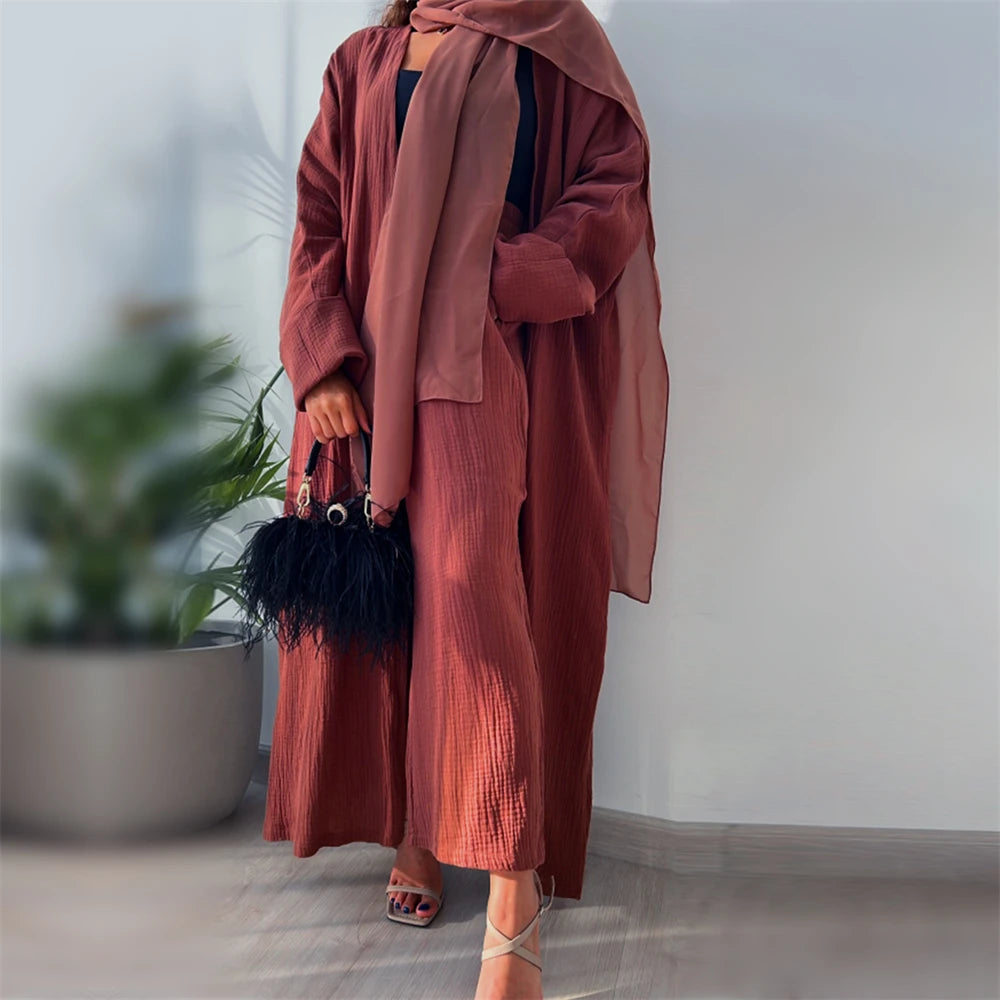 Modest Kimono Abaya Dubai Muslim Sets Islam Kaftan Dresses Kebaya Robe Femme Musulmane Abayas For Women Caftan Marocain Djellaba.