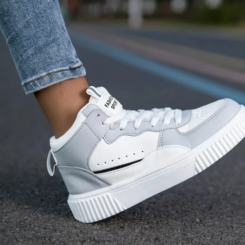 YRZL High Top Sneakers Unisex Waterproof Pu Leather Lightweight Sports Shoes Wear Resistant Tennis Shoes for Men Women.