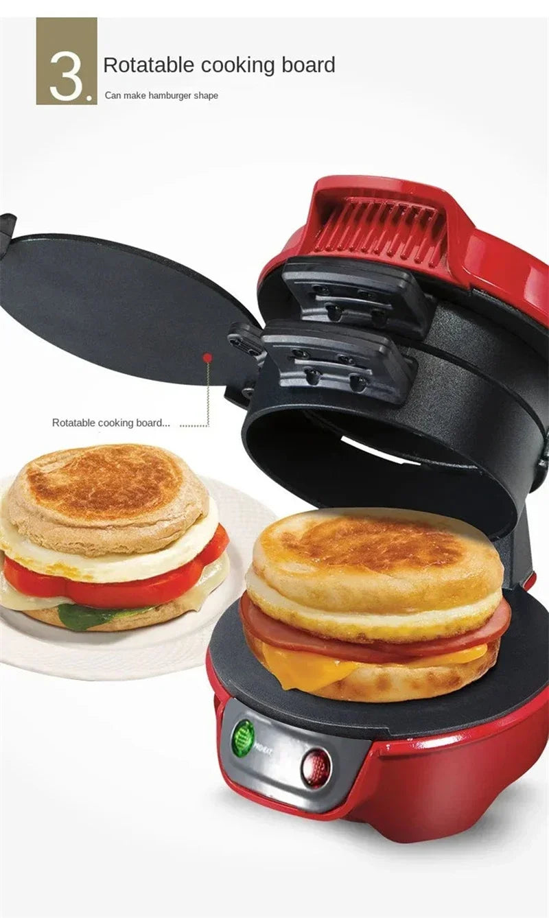 Household Breakfast Machine Portable Mini Hamburg Sandwich Muffin Bread Maker With Non Stick Egg Cooker Ring 220V Waffle Machine.