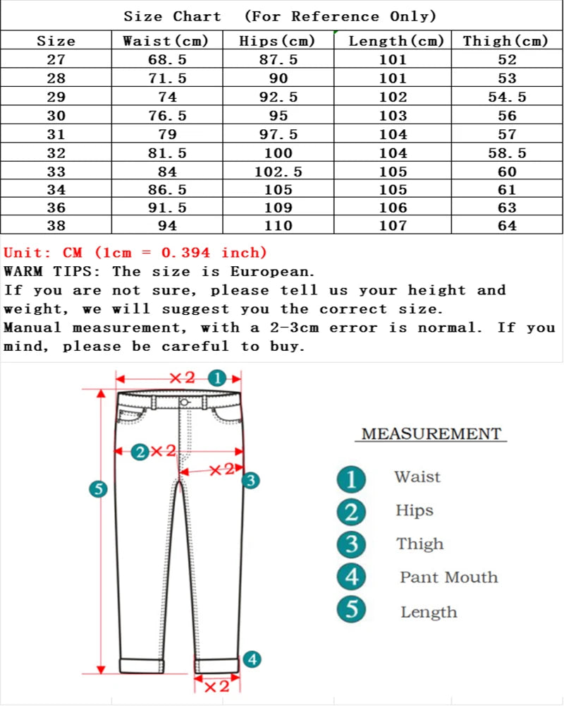 Men New Fashion Comfortable Slim Fit Jeans Male Loose Straight Smart Casual Denim Pants Regular Look Taller Elasticity Trousers.