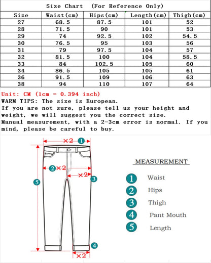 Men New Fashion Comfortable Slim Fit Jeans Male Loose Straight Smart Casual Denim Pants Formal Elasticity Look Taller Trousers.