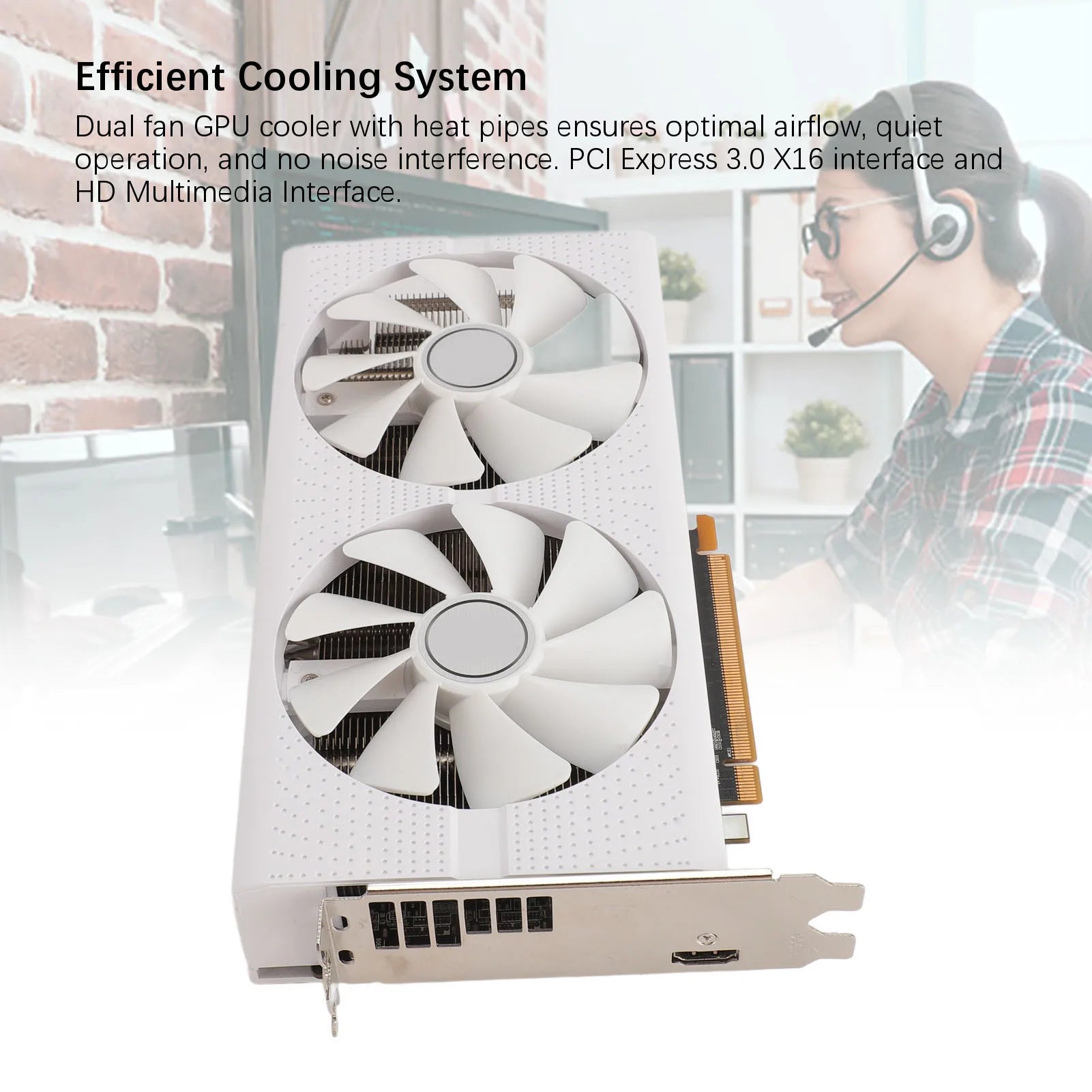 GPU Graphics Card 4K Ultra HD 8GB GDDR5 256bit Dual Fan and Copper Pipe Cooling RX470 Quiet Gaming Graphics Card for Computer.